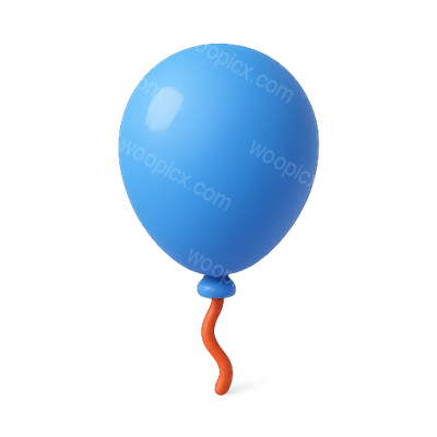 3D Render of a Blue Balloon with Twisted String