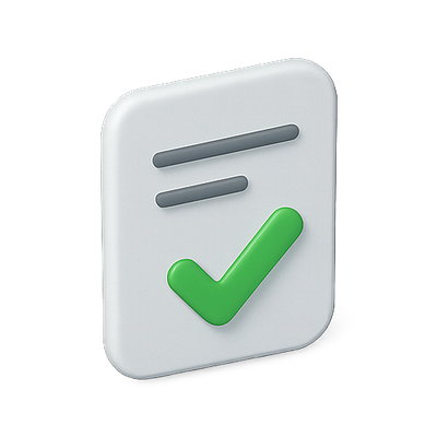 Stylized Checkmark Icon on Document Representation