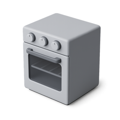 Stylish 3D Icon of a Modern Oven with Control Knobs