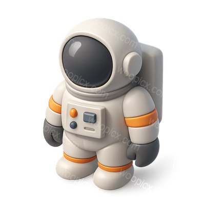 Stylized 3D Astronaut Icon with Isometric Design