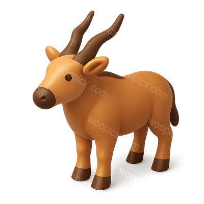 Stylized 3D Eland Antelope Icon with Isometric View