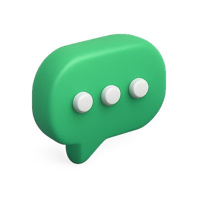 Stylized Green Chat Bubble Icon with Three Dots