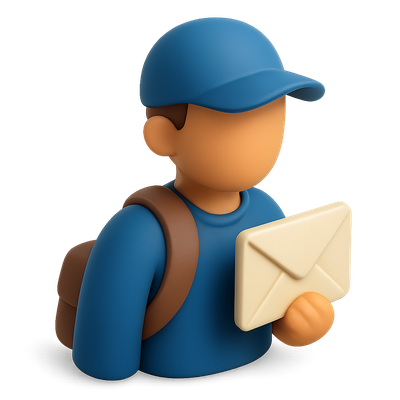 Stylized 3D Envoy Icon Delivering Message