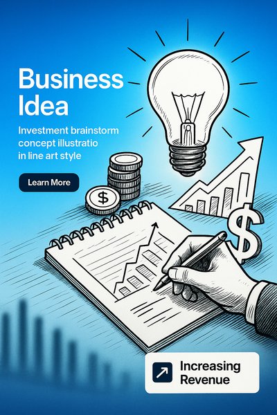 Investment Brainstorm Concept Illustration in Line Art Style