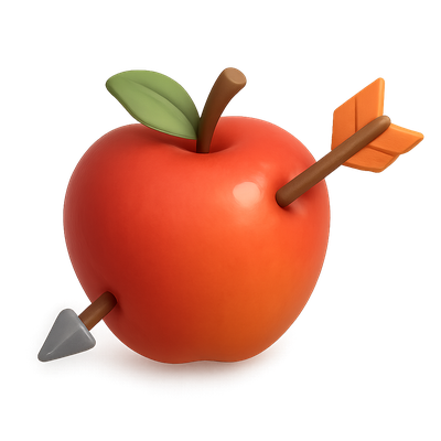 3D Icon of an Apple with Arrows in Isometric View