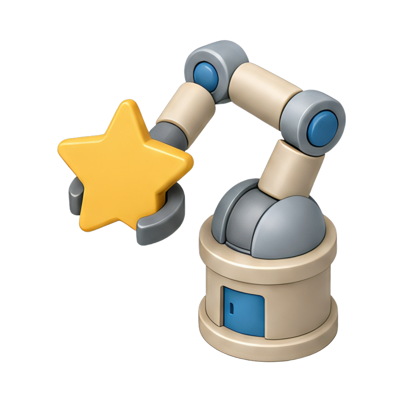 robot arm holding a star