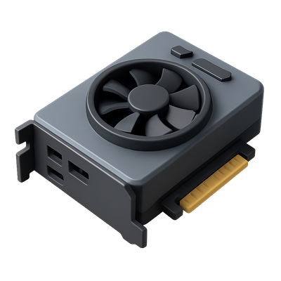 Stylized 3D GPU Icon in Isometric View