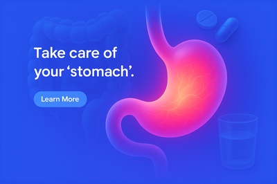 Glowing Stomach Composition with Neon Highlights