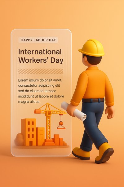 3D Vector Illustration for International Workers' Day Celebration
