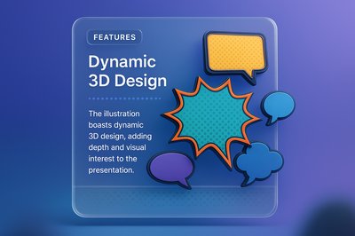 Dynamic 3D Speech Bubbles Illustration on Gradient Background