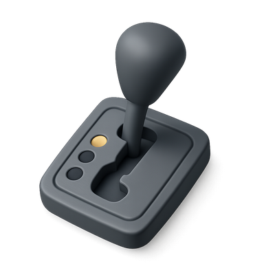 3D Isometric Gear Shift Icon with Transparent Background