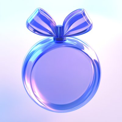3D Render of a Transparent Gift Ornament with Bow
