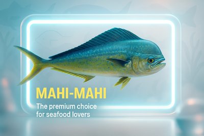 Stylized Mahi-Mahi Fish Illustration with Modern Design Elements