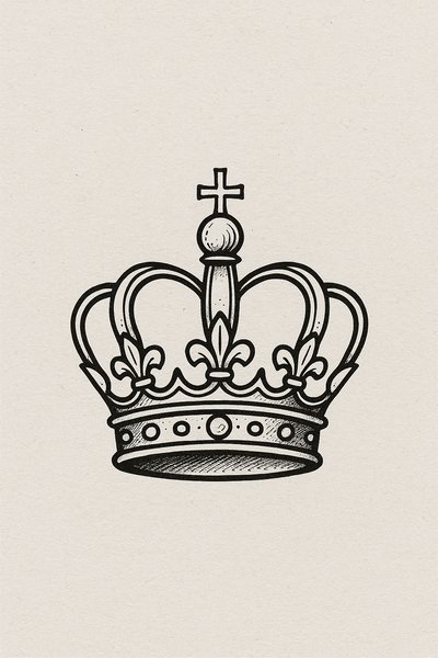 Elegant Crown Illustration in Vintage Style