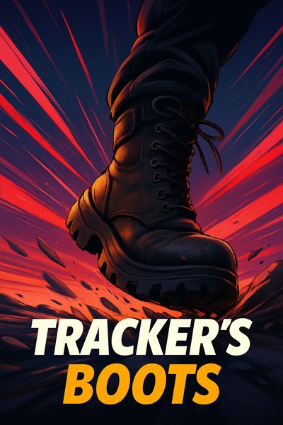 Dynamic Tracker's Boots Illustration with Bold Text