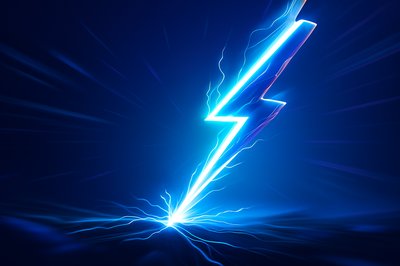 Dynamic 3D Lightning Strike Illustration with Vibrant Colors