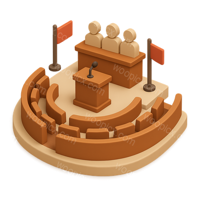 3D Icon of a Parliament Assembly Hall in Isometric View