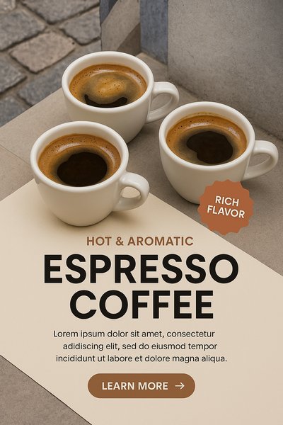 Aromatic Espresso Coffee Cups on Elegant Background