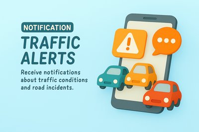 3D Graphic of Traffic Alerts Notification on Mobile Device