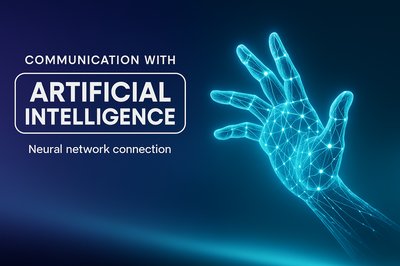 Digital Hologram Hand Representing AI Communication
