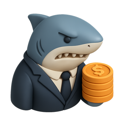 3D Icon of a Loan Shark Holding Coins