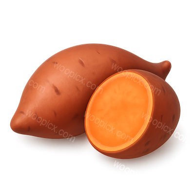 3D Rendered Sweet Potato Icon with Isometric View