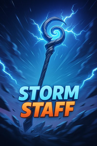 Dynamic Storm Staff Illustration with Lightning Effects