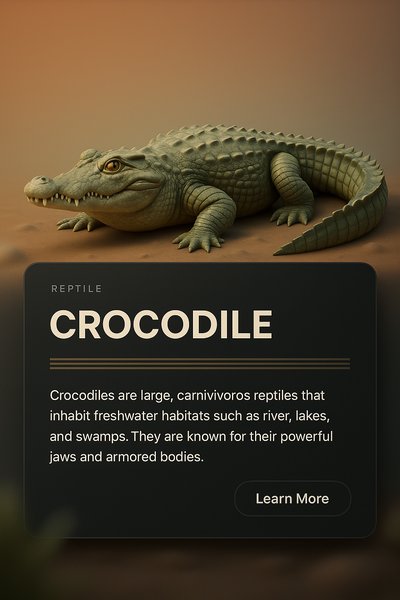 Crocodile Themed Web Design with 3D Illustration