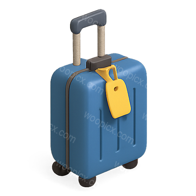 Stylized Blue Luggage with Yellow Tag