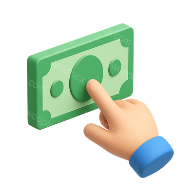 3D Hand Interacting with a Banknote Icon