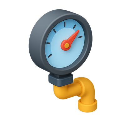 Stylish 3D Pressure Gauge Icon with Isometric View