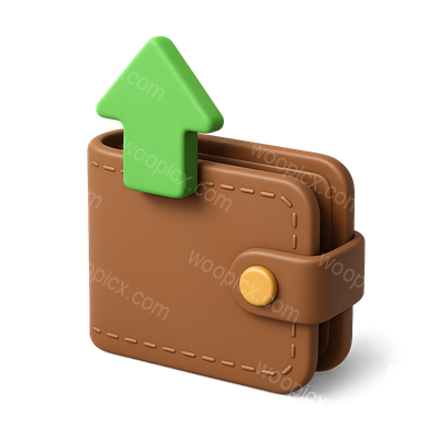 3D Wallet Growth Icon with Upward Arrow