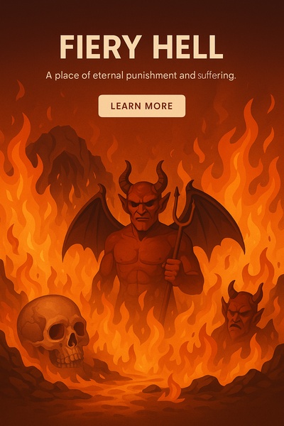 Illustration of Fiery Hell with Demonic Elements