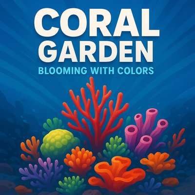Vibrant Coral Garden Illustration with Colorful Sea Life
