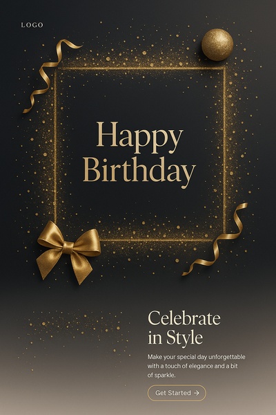 Elegant Gold Birthday Celebration Design with Sparkling Elements