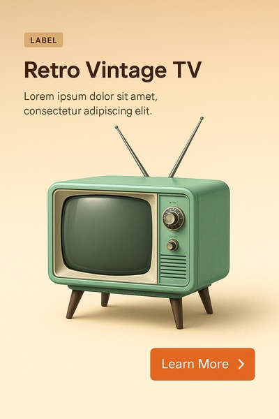 3D Illustration of Retro Vintage Mint Green TV Set