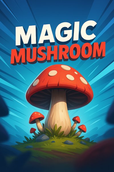 Vibrant Magic Mushroom Illustration with Dynamic Elements