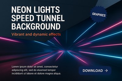 Vibrant Neon Lights Speed Tunnel Background Design