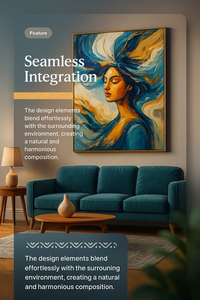 Stylish Living Room with Artistic Painting and Innovative Design Elements