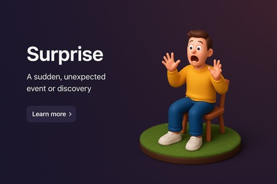 3D Scene of Surprise with a Character in a Dark Background