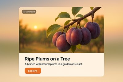 Ripe Plums at Sunset in a Garden Scene
