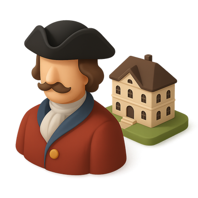 3D Icon of a Baron with Estate in Isometric View