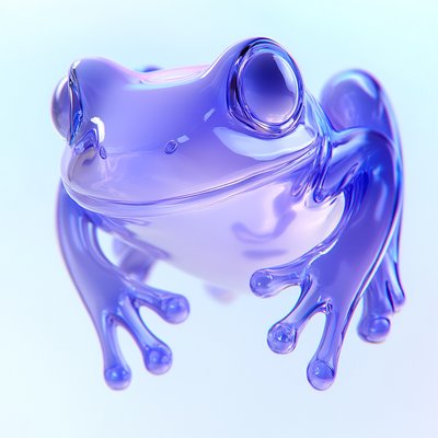 Stylized 3D Render of a Transparent Frog