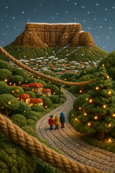 Whimsical New Year's Table Mountain Scene in South Africa