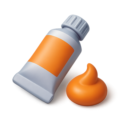 Stylish 3D Paint Tube with Orange Blob