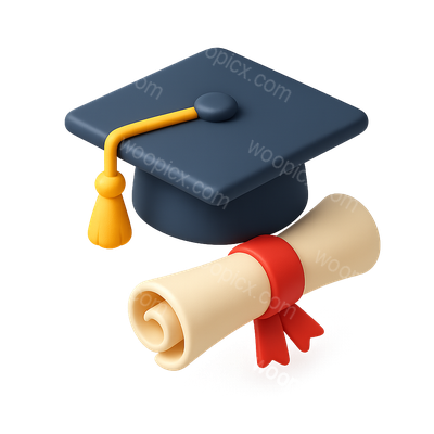3D Graduation Cap and Diploma Icon in Isometric View