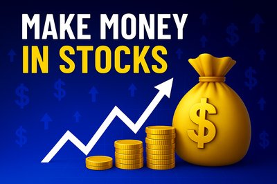 Financial Growth Graphic Featuring Money and Stock Market Elements