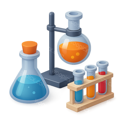 Colorful 3D Lab Equipment Icon for Science Experiments