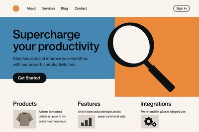 Minimalist Landing Page Design with Search Icon