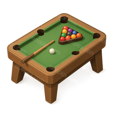 Stylized 3D Billiard Table Icon with Pool Balls
